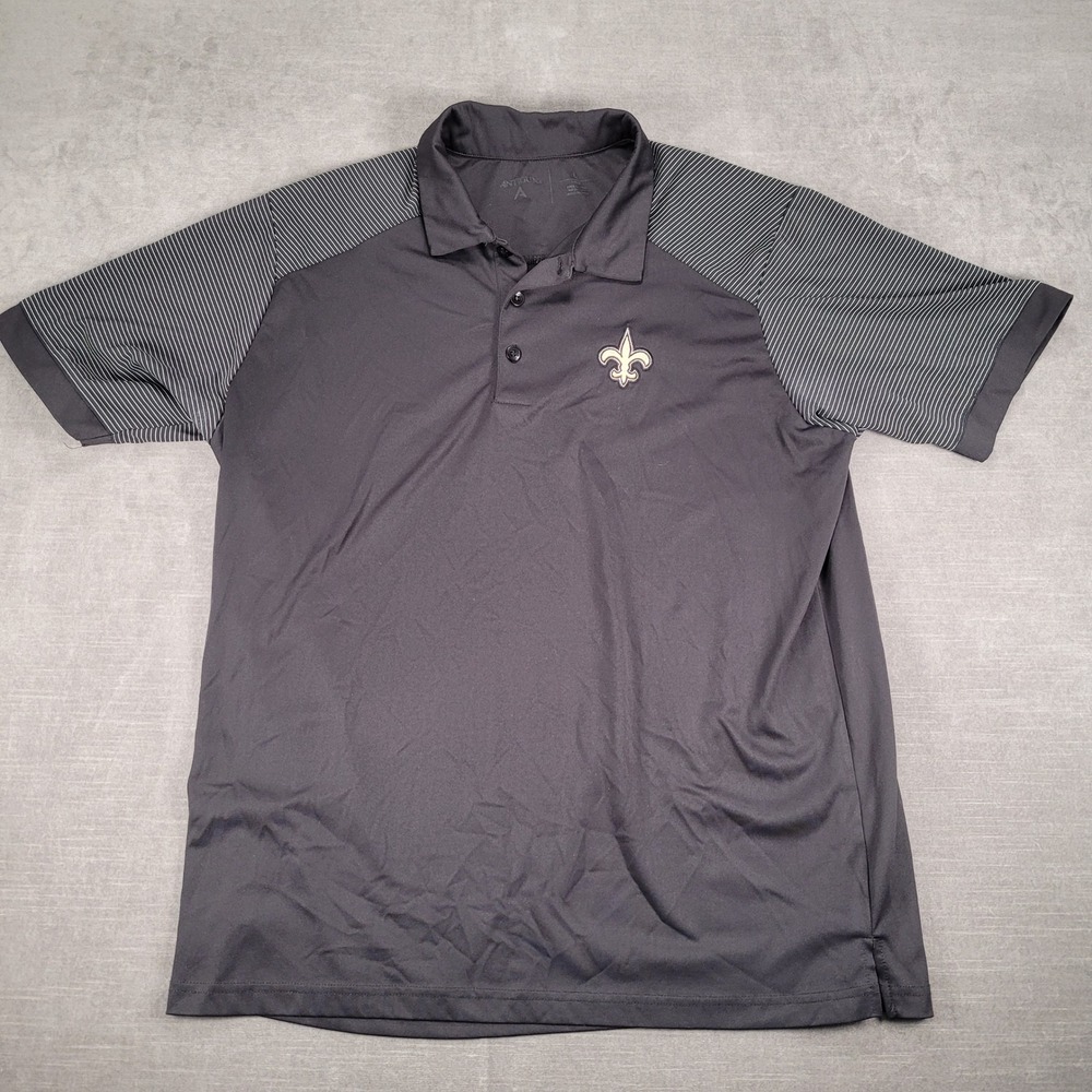 Antigua New Orleans Saints NFL Polo Shirt Striped Short Sleeve Golfing Lg‎